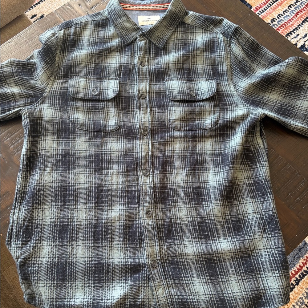 The Normal Brand Gray/Green/Black Flannel Large